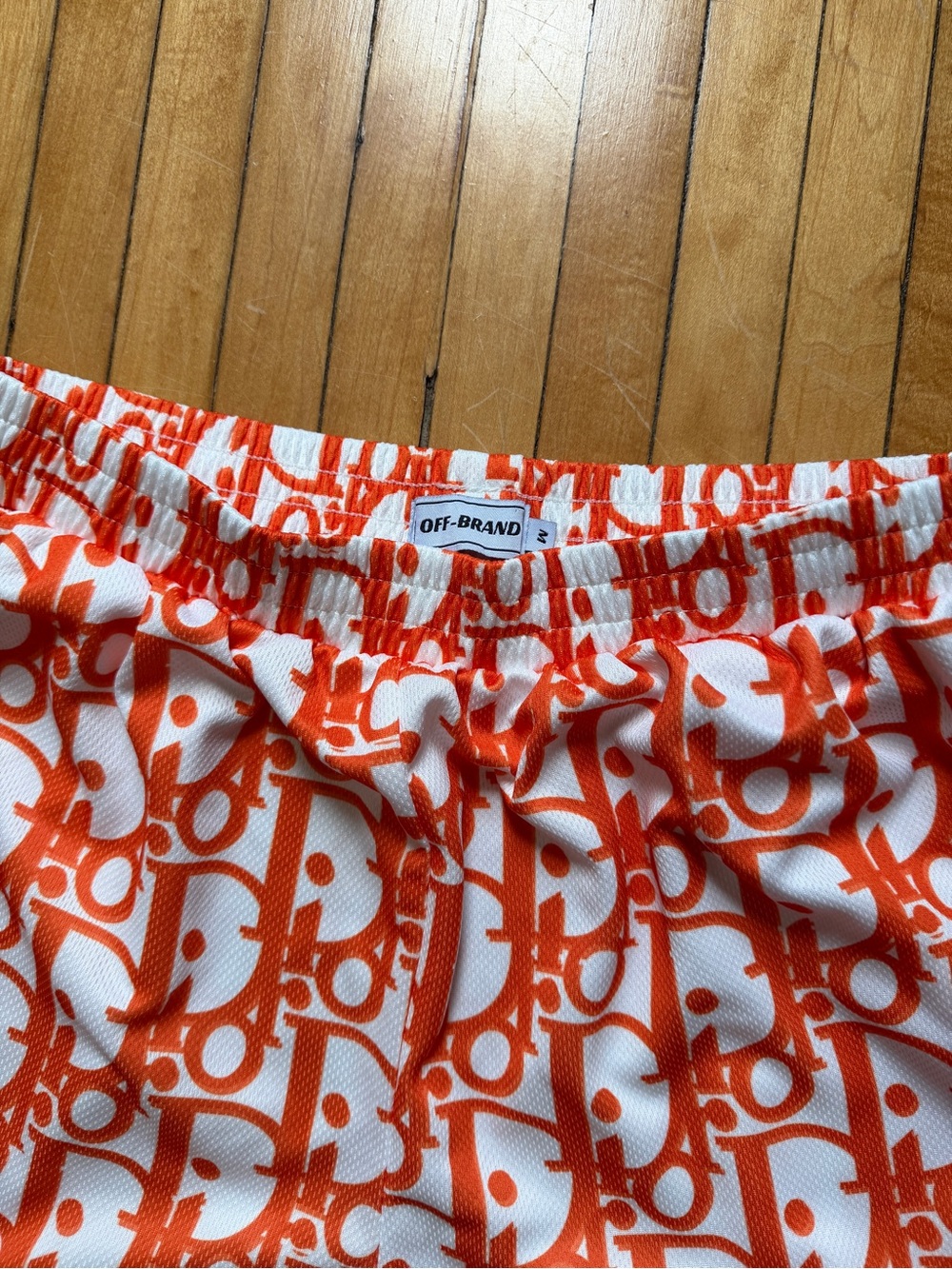 Off Brand Dior Monogram Orange & White Mesh Printed Shorts Sz. M - Picture 3 of 5